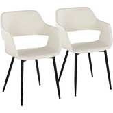 Margarite Dining Accent Chair in Black Metal & Cream Leatherette (Set of 2)